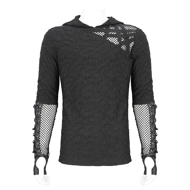 Punk-Kapuzenpullover mit Schnürung und Splice-Motiv für Herren