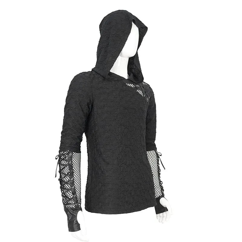 Punk-Kapuzenpullover mit Schnürung und Splice-Motiv für Herren