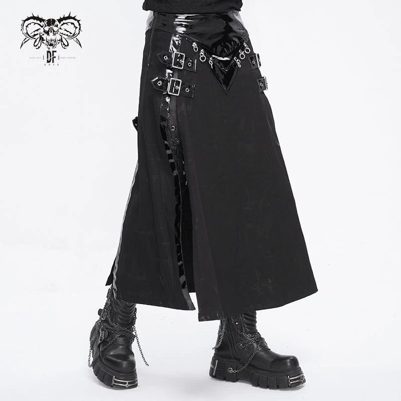 Punk-Splice-Split-Rock aus Lackleder für Herren