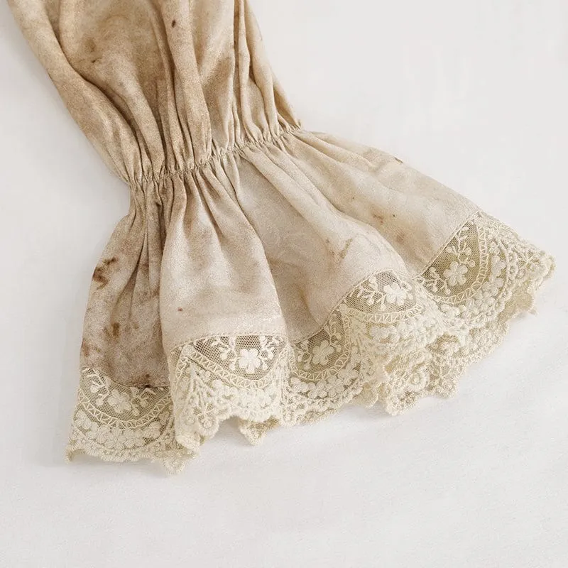 Herren-Hemd im Gothic-Stil mit Puffärmeln, Stehkragen und Krawatte