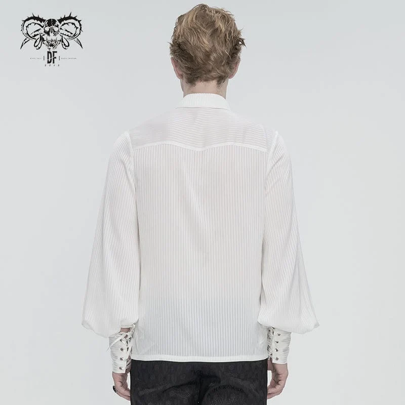 Herren-Hemd im Gothic-Stil mit Puffärmeln und gerüschter Spitze in Weiß