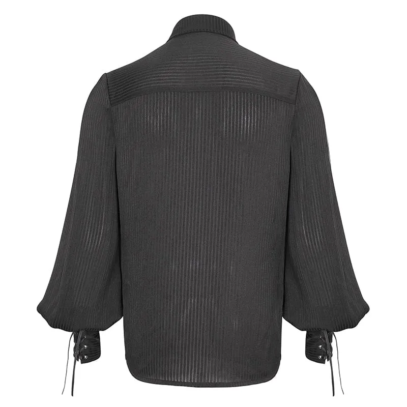 Herren-Hemd im Gothic-Stil mit Puffärmeln und gerüschter Spitze in Schwarz