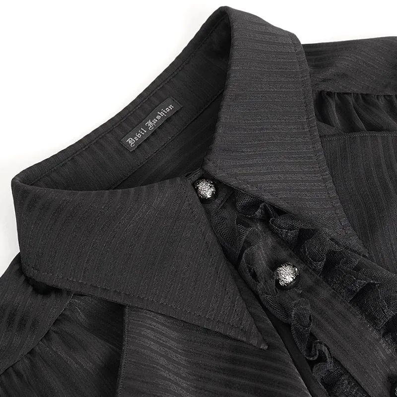 Herren-Hemd im Gothic-Stil mit Puffärmeln und gerüschter Spitze in Schwarz