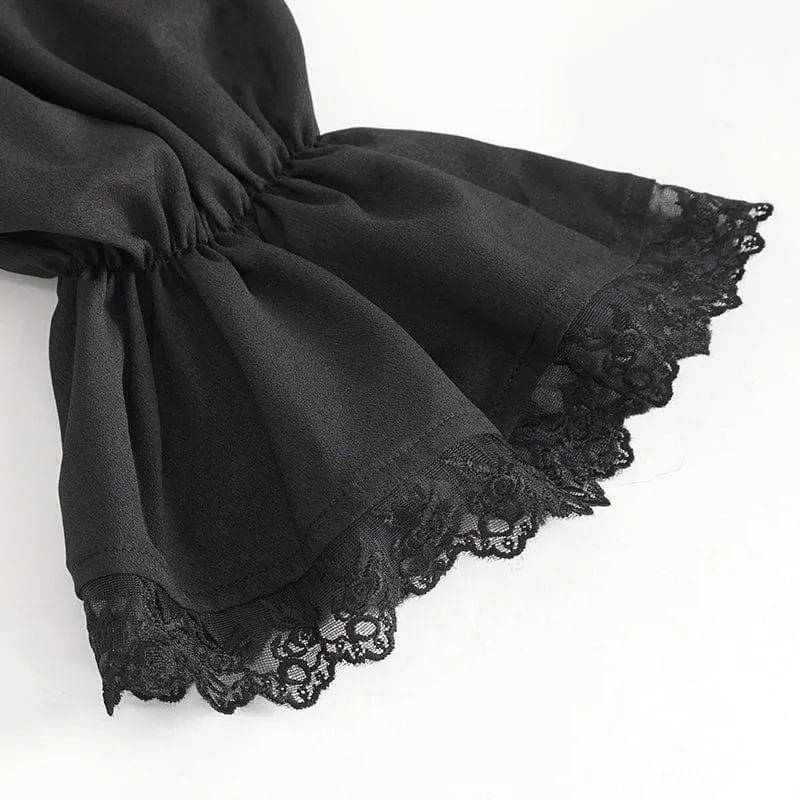 Herren Gothic-Hemd mit Rüschenkragen und Puffärmeln in Schwarz