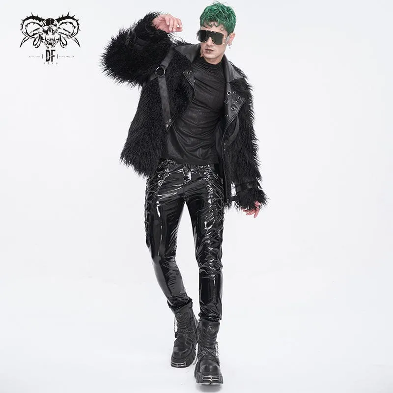 Herren-Punk-Schnürhose aus Lackleder