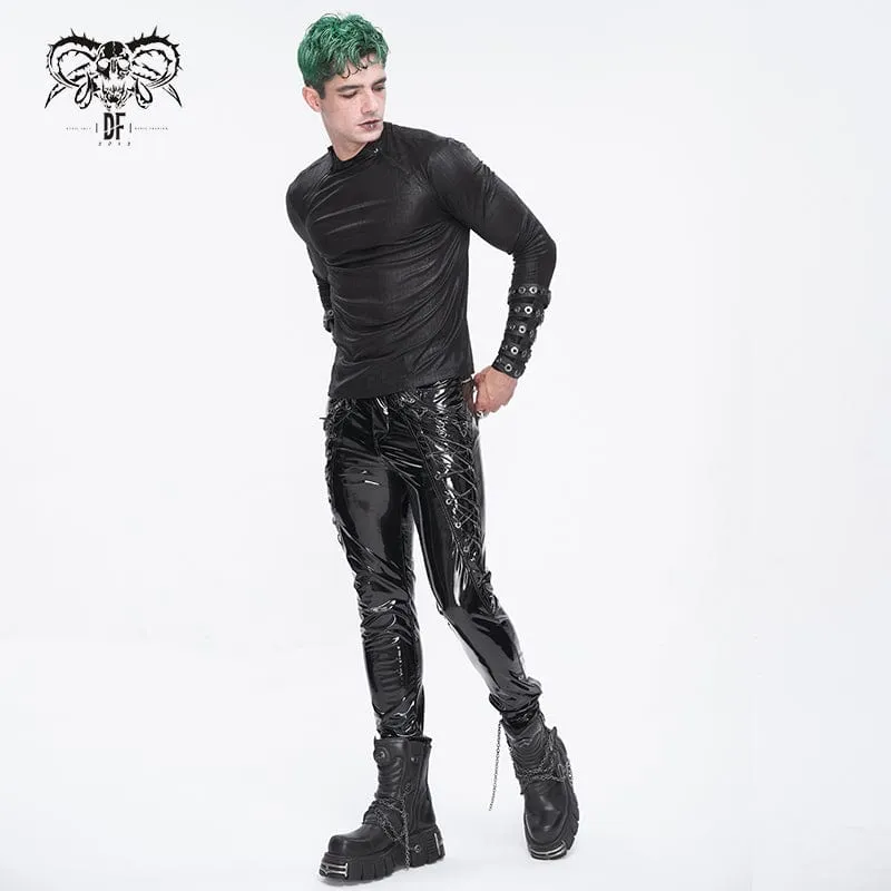 Herren-Punk-Schnürhose aus Lackleder