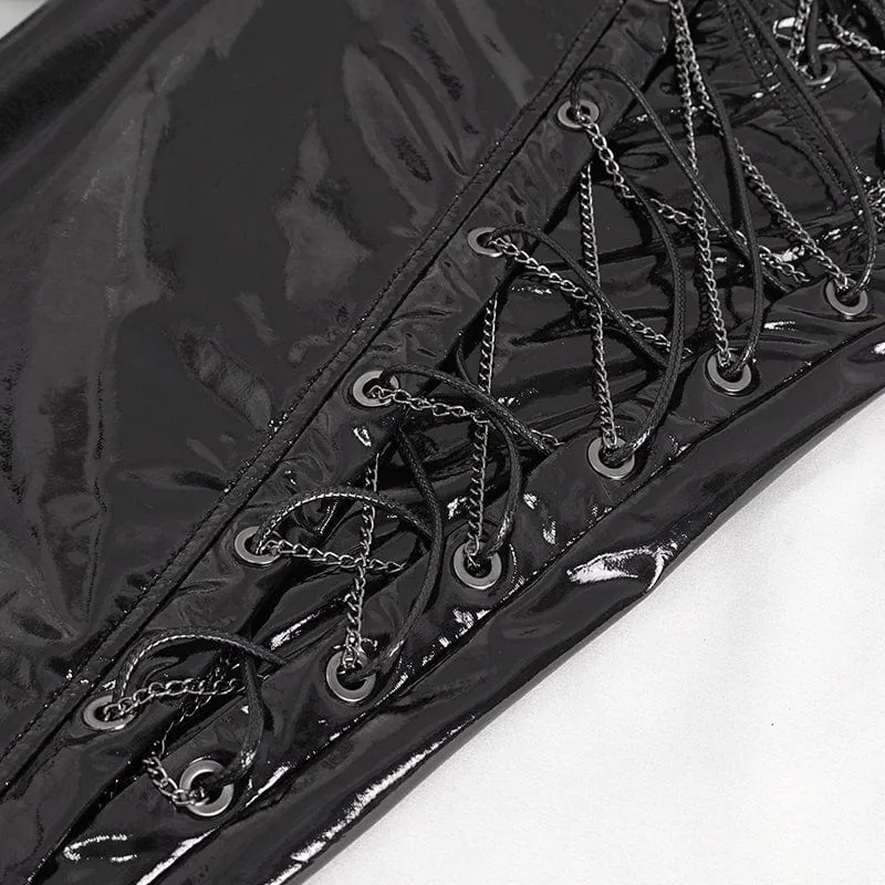 Herren-Punk-Schnürhose aus Lackleder