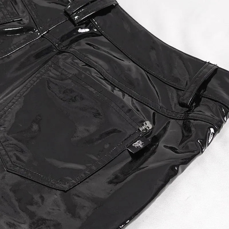 Herren-Punk-Schnürhose aus Lackleder