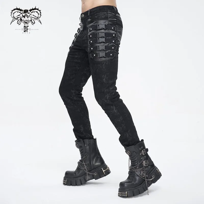 Herren-Punk-Hose im Used-Look mit mehreren Schnallen