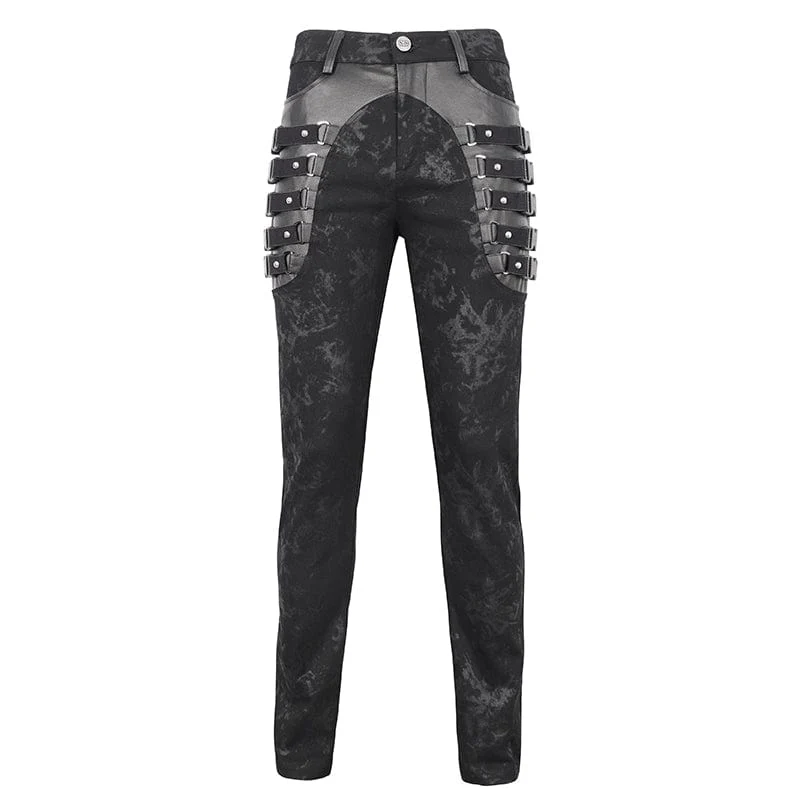 Herren-Punk-Hose im Used-Look mit mehreren Schnallen