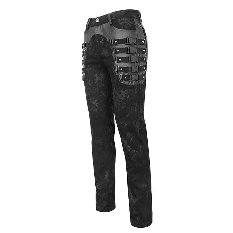 Herren-Punk-Hose im Used-Look mit mehreren Schnallen