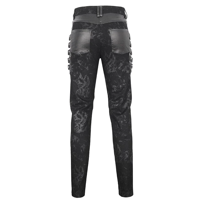 Herren-Punk-Hose im Used-Look mit mehreren Schnallen