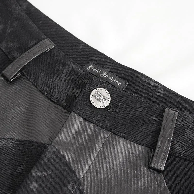 Herren-Punk-Hose im Used-Look mit mehreren Schnallen