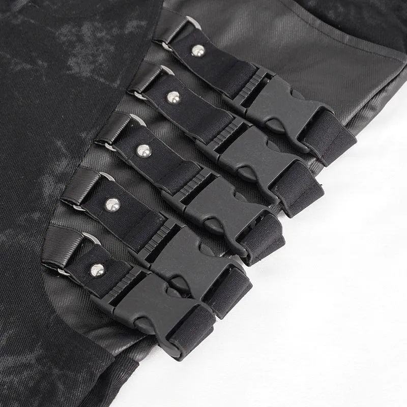 Herren-Punk-Hose im Used-Look mit mehreren Schnallen