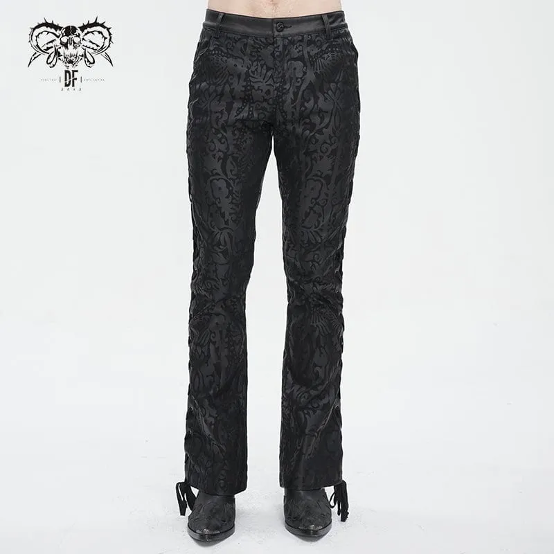 Ausgestellte Hose mit Punk-Schnürung und Totem-Print für Herren