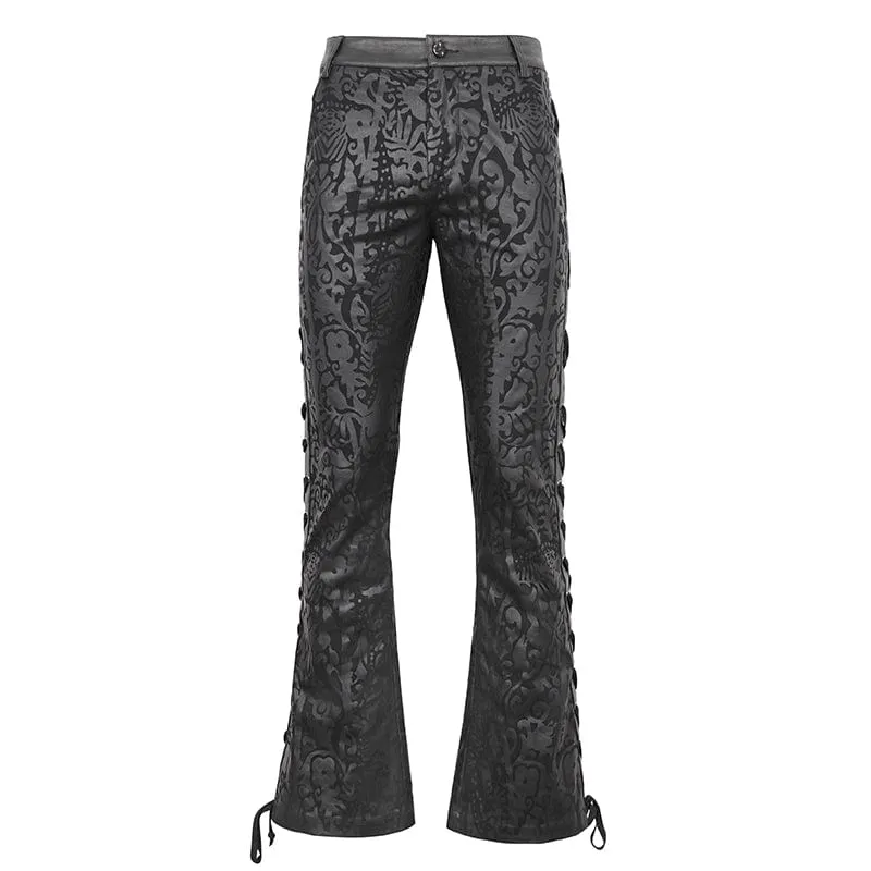 Ausgestellte Hose mit Punk-Schnürung und Totem-Print für Herren