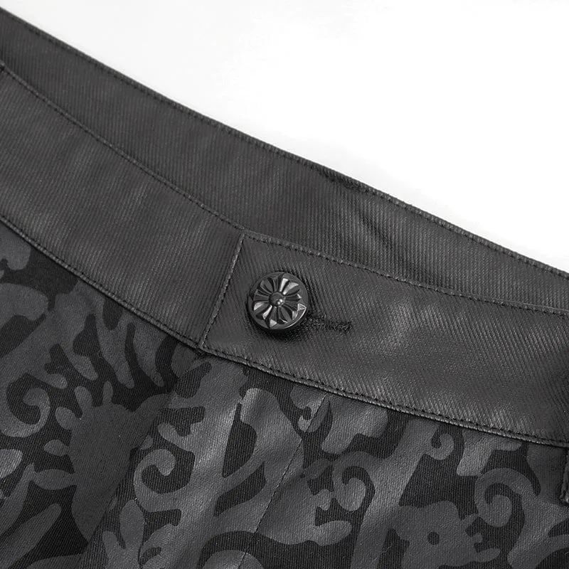 Ausgestellte Hose mit Punk-Schnürung und Totem-Print für Herren
