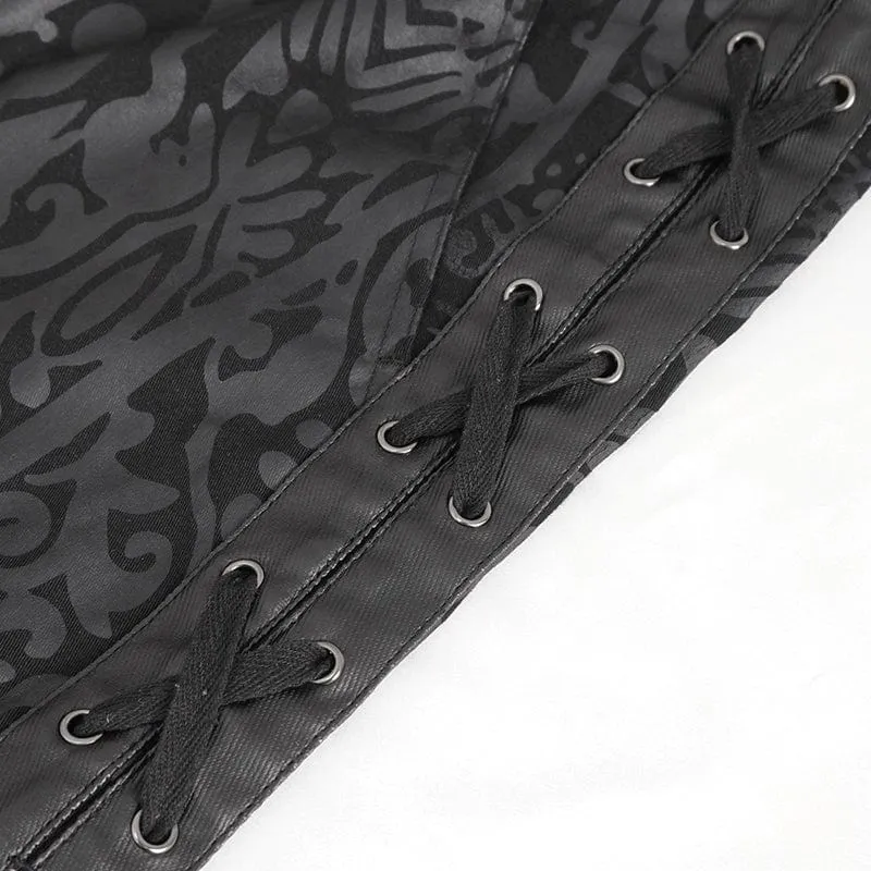 Ausgestellte Hose mit Punk-Schnürung und Totem-Print für Herren