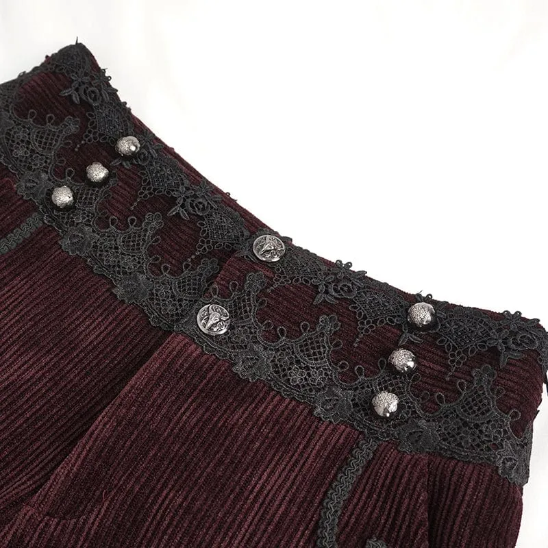 Herren-Gothic-Spitzenspleißhose mit hohem Bund in Rot