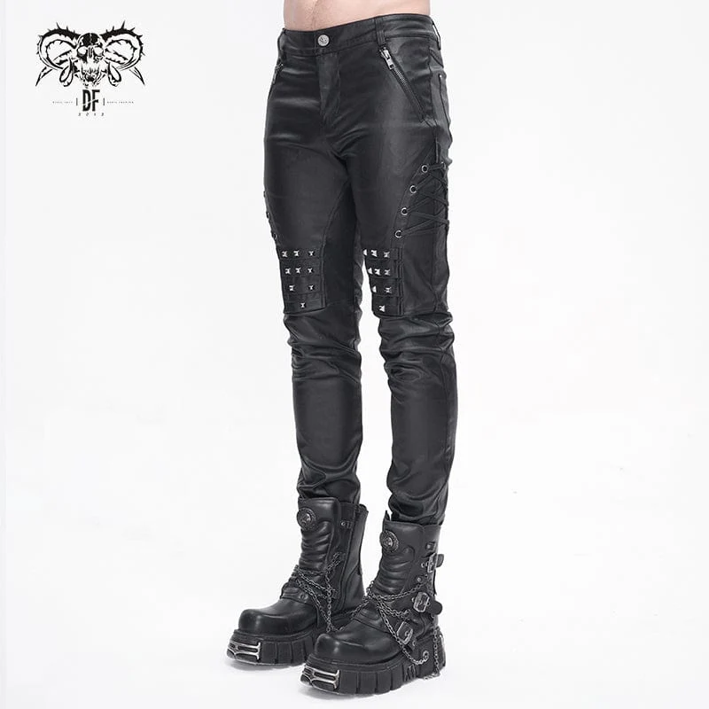 Punk-Schnürhose für Herren mit Nieten
