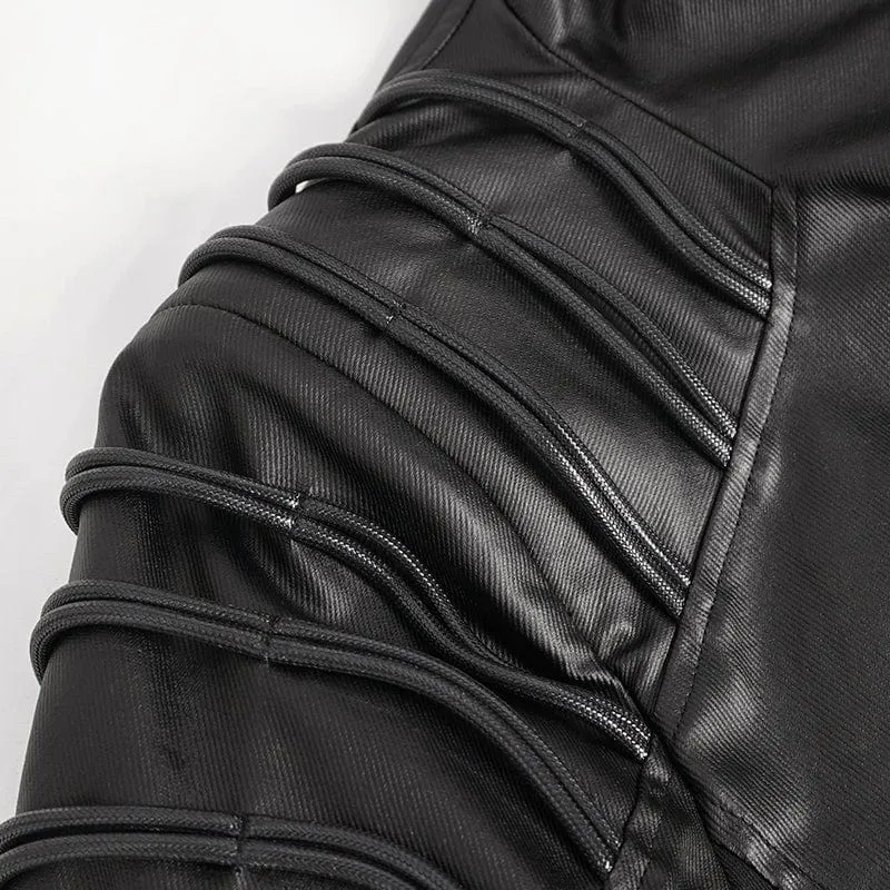 Herren-Gothic-Jacke mit unregelmäßigen Ösen und Kapuze