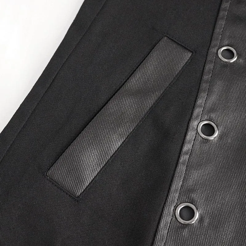 Herren-Gothic-Jacke mit unregelmäßigen Ösen und Kapuze