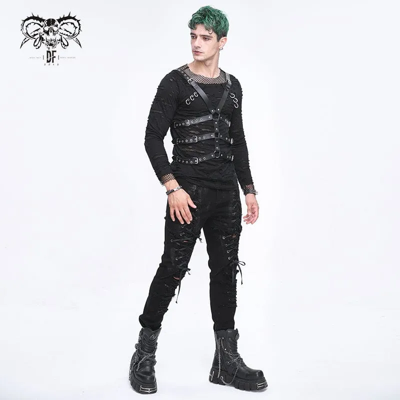 Punk-Geschirr aus Kunstleder mit gekreuzter Schnalle für Herren