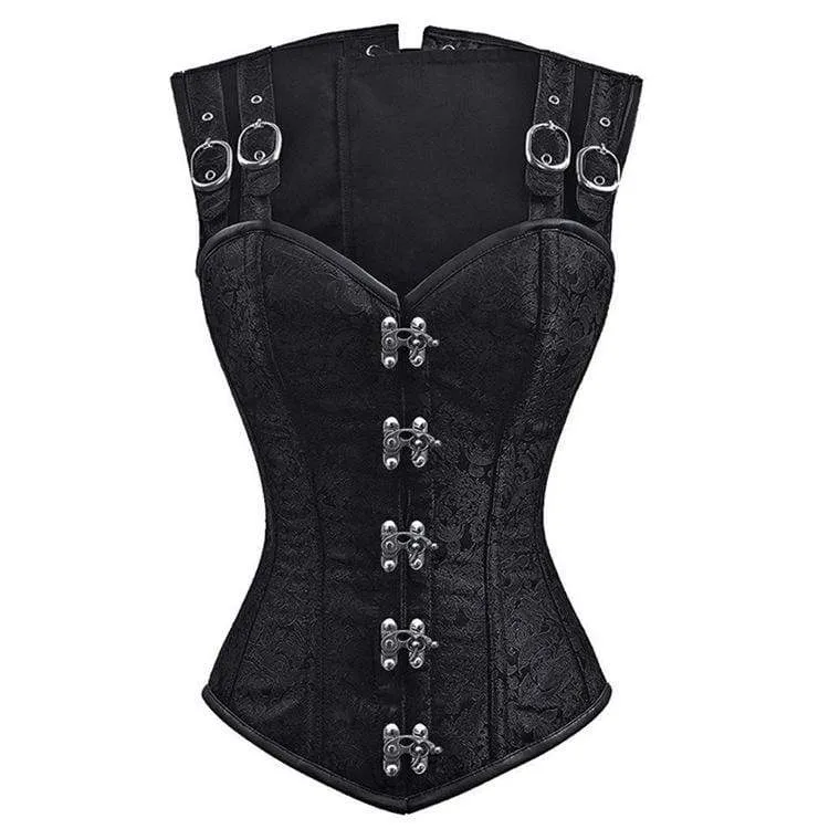 Damen Gothic Floral 12-Stahlknochen Overbust Korsetts