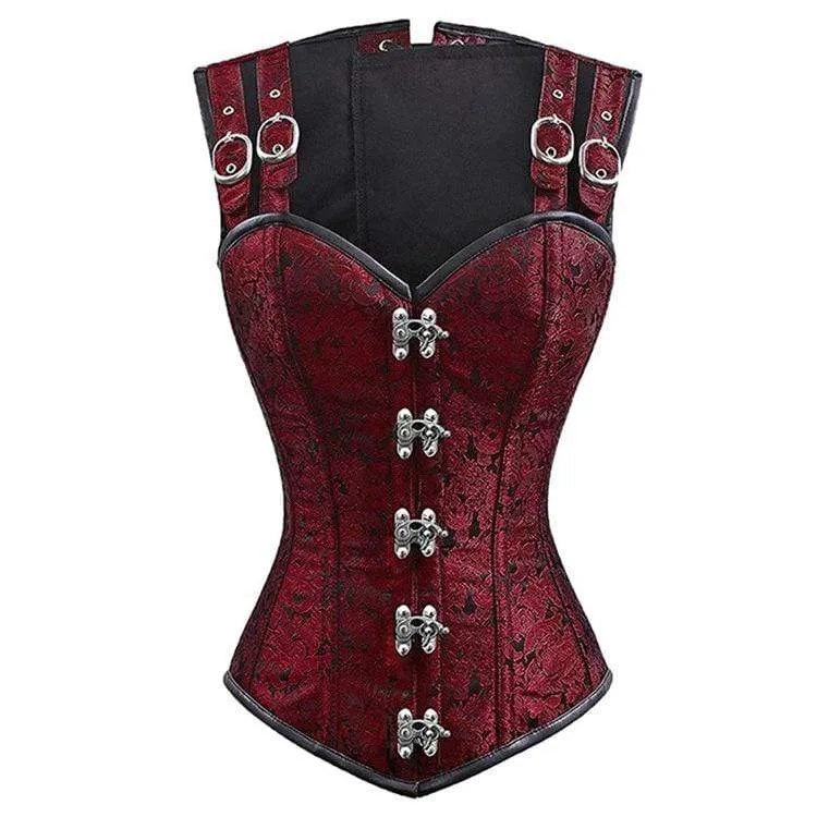 Damen Gothic Floral 12-Stahlknochen Overbust Korsetts