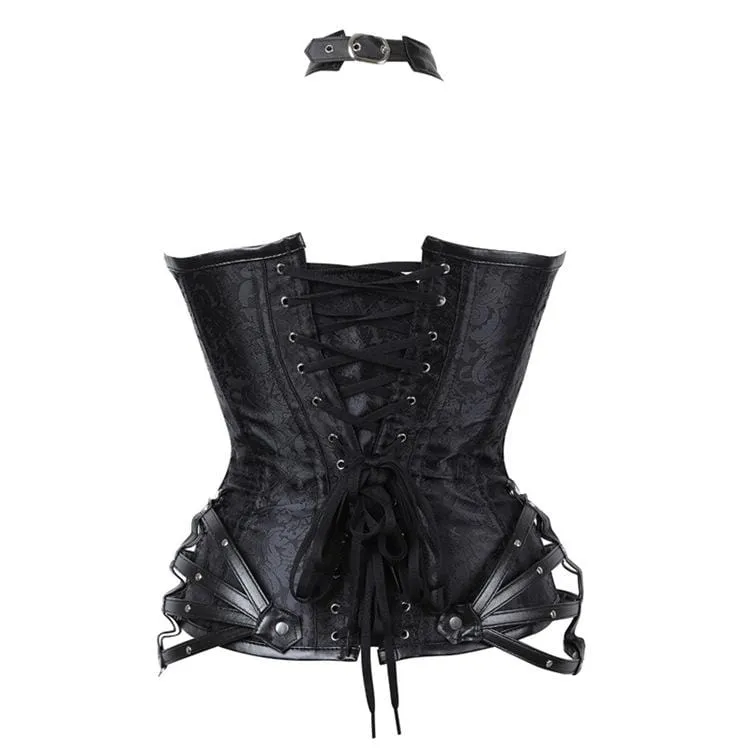 Damen Gothic Side Zipper Neckholder Top Korsetts