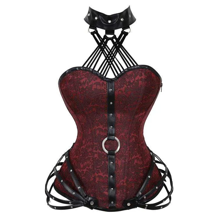 Damen Gothic Side Zipper Neckholder Top Korsetts