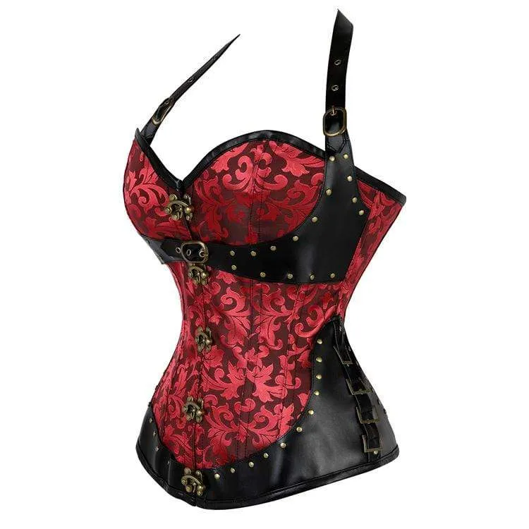 Damen Gothic Floral Halfter Top Korsetts Mit T-Back