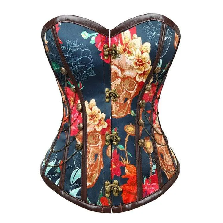 Vintage Vintage Floral Printed Mehrketten-Overbust-Korsetts