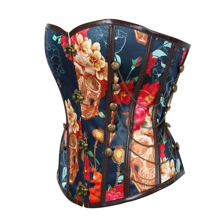 Vintage Vintage Floral Printed Mehrketten-Overbust-Korsetts