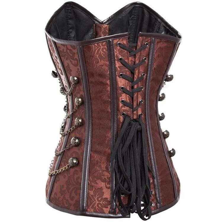 Gothic Multi-Chain Floral Overbust Korsetts für Damen