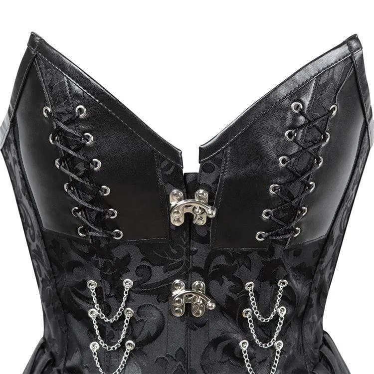 Damen Gothic Strappy Kunstleder Spleißen Blumenkorsetts
