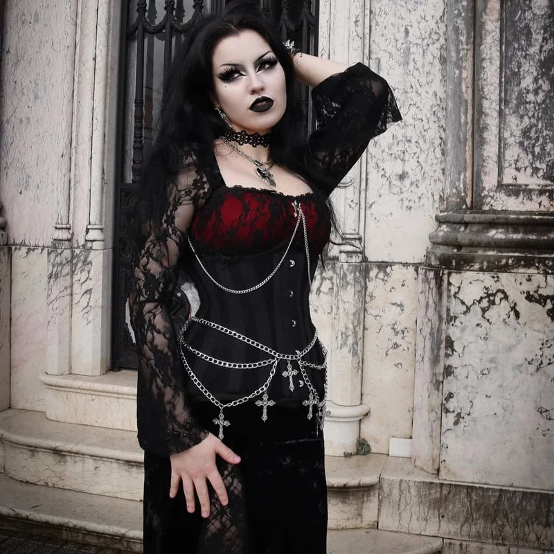 Damen Gothic Mesh 24-Stahlknochen Underbust Korsetts
