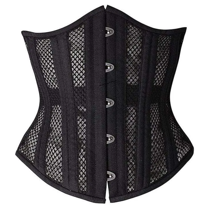 Damen Gothic Mesh 24-Stahlknochen Underbust Korsetts