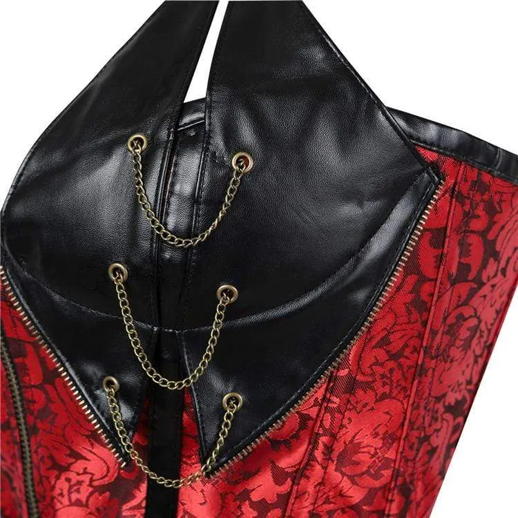 Damen Gothic Kunstleder Neckholder Top Korsetts