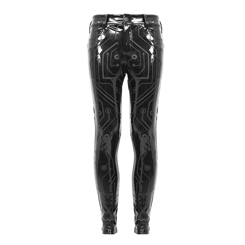 Herren Gothic Lines PU Skinny Pants