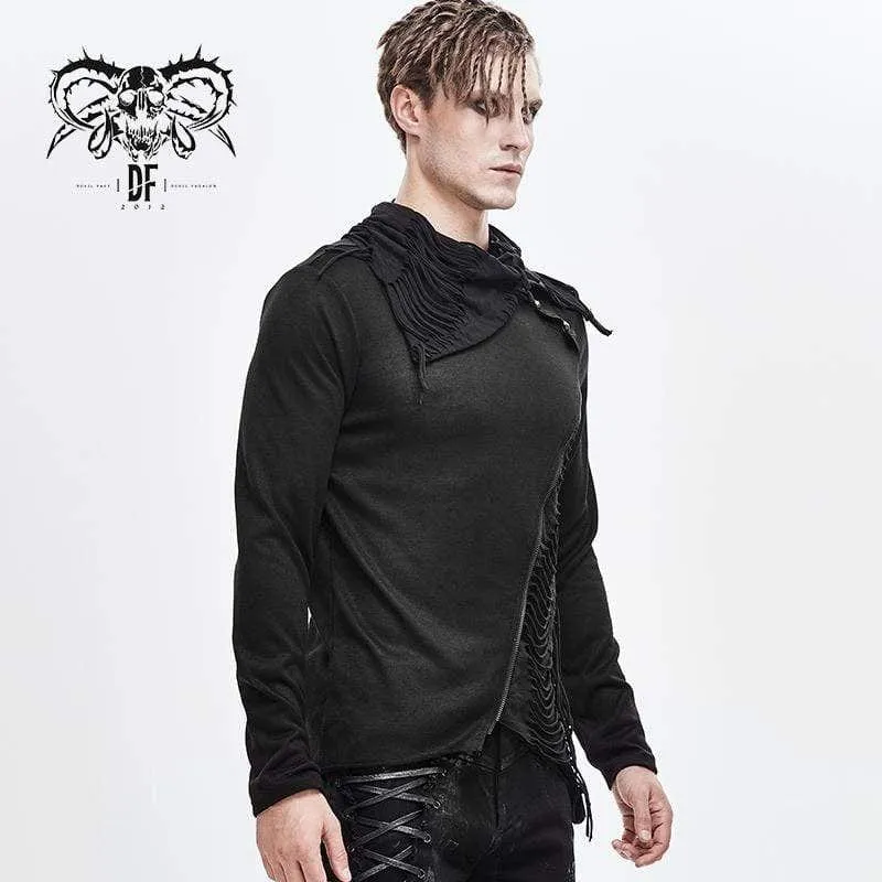 Turtle Neck Cutout Grunge Tattered Standard Tops für Herren