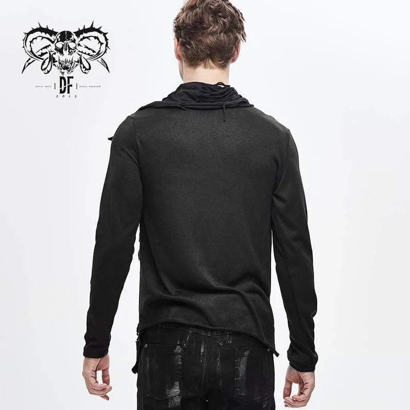 Turtle Neck Cutout Grunge Tattered Standard Tops für Herren