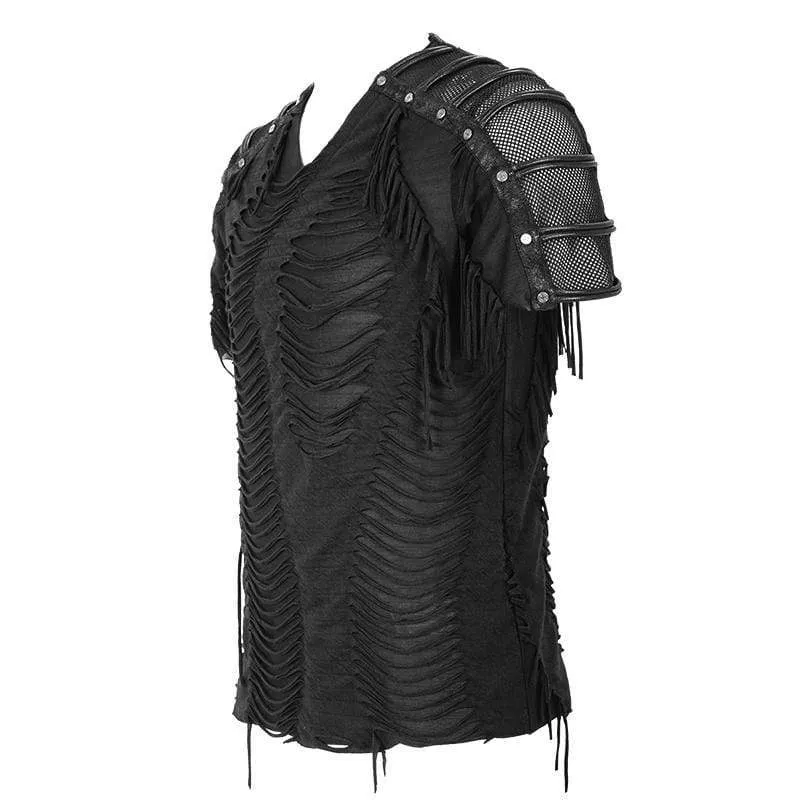 Herren Punk Ripped Mesh T-Shirts