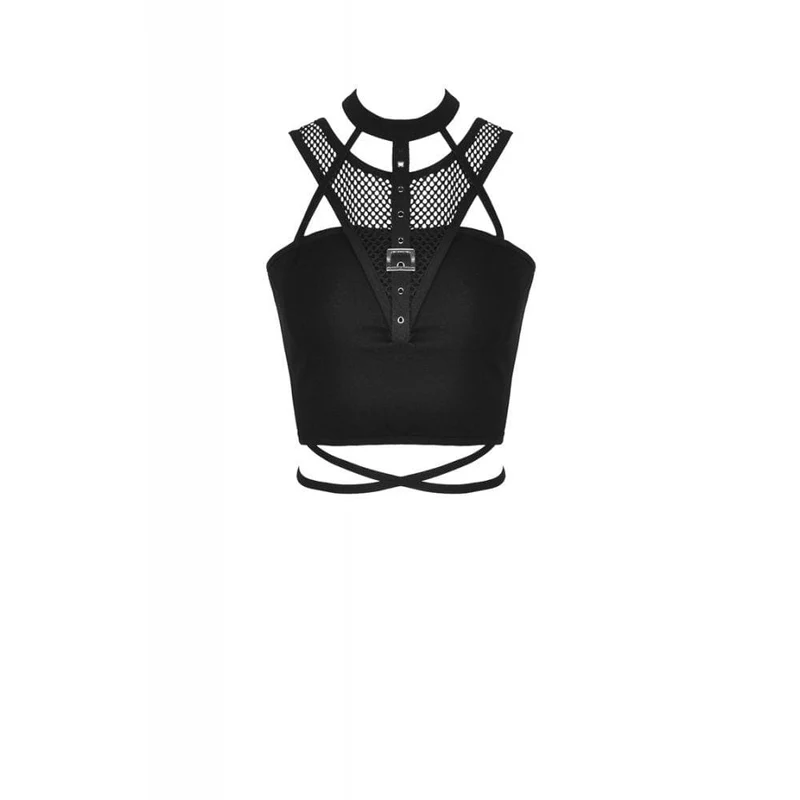 Gothic Net Splicing Midriff-Baring Tanktops für Damen