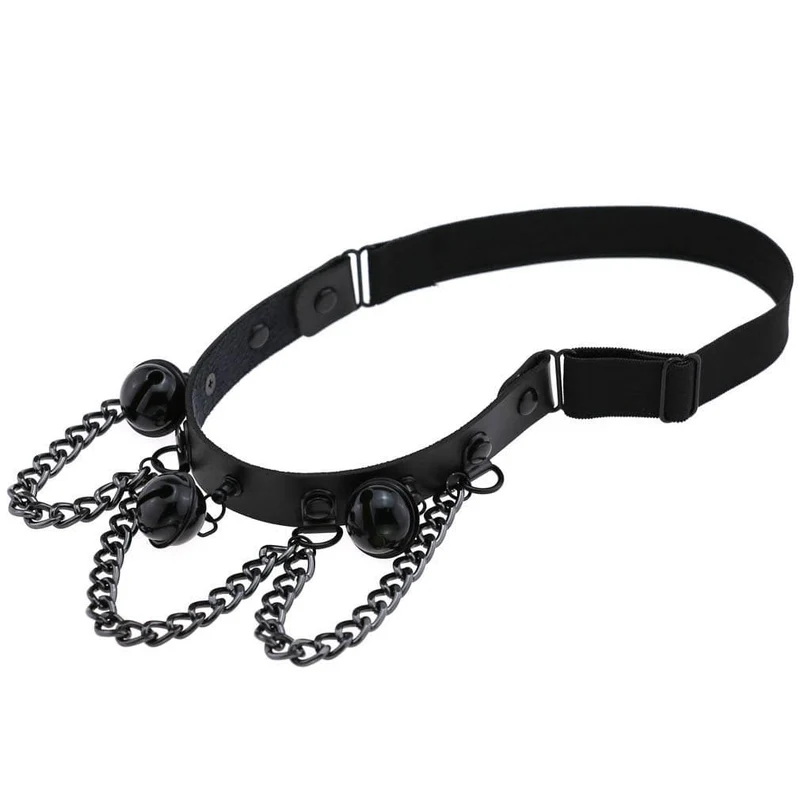 Damen Gothic Chain Leg Harnesses mit Tinkle Bell