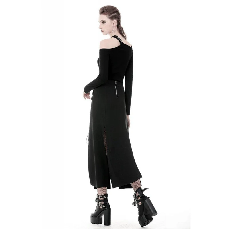 Frauen Punk Sexy Slit Unregelmäßige lange Röcke