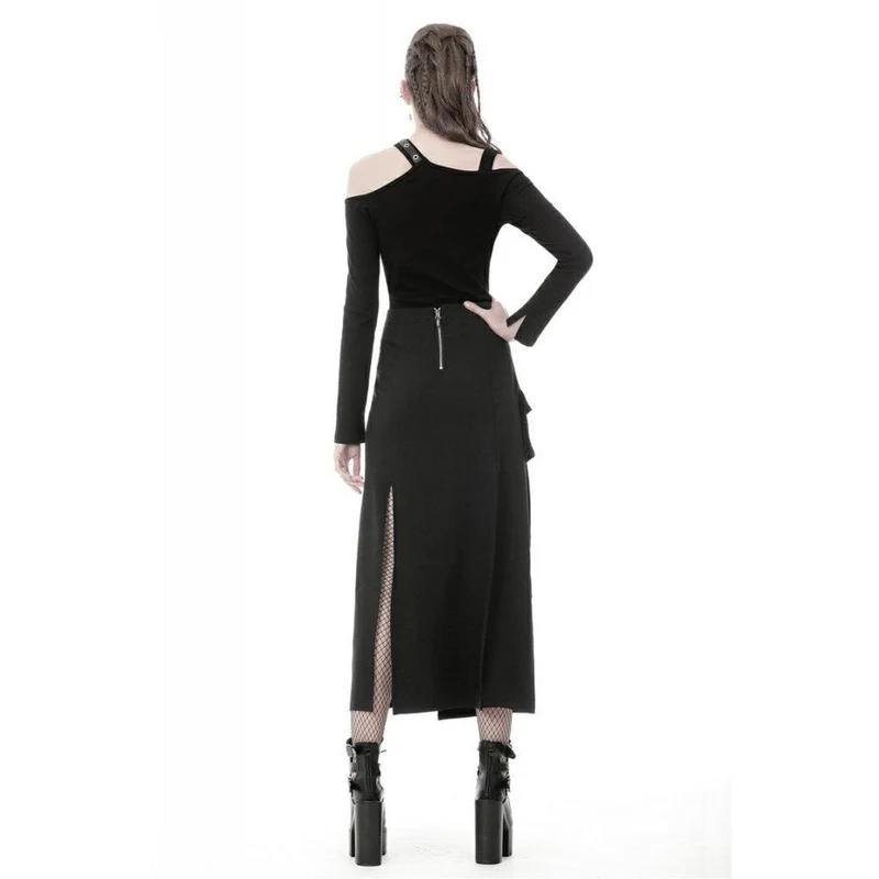 Frauen Punk Sexy Slit Unregelmäßige lange Röcke
