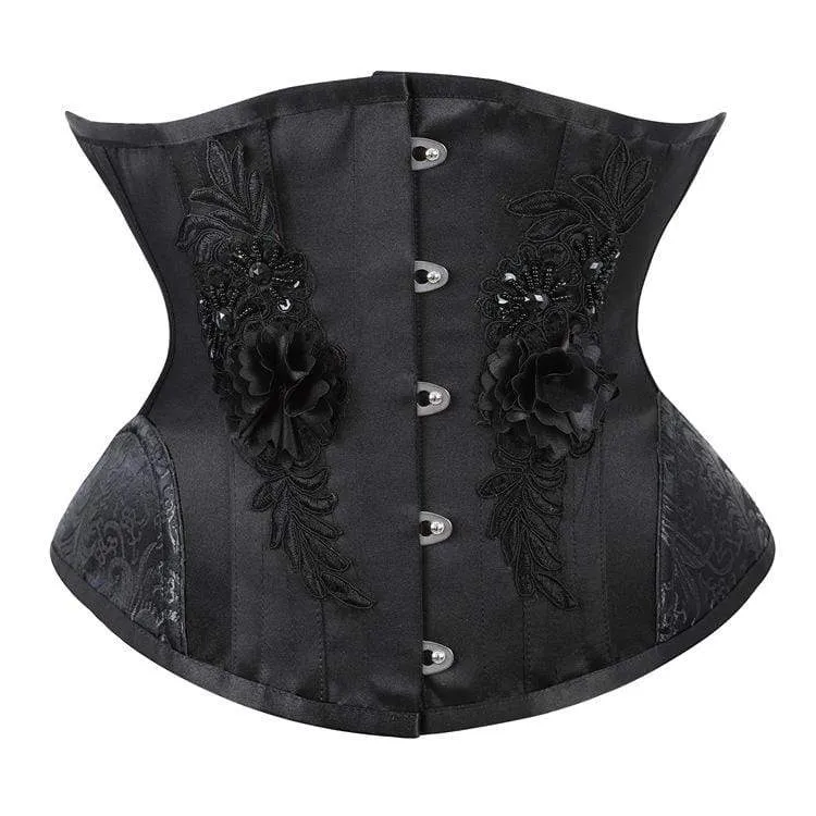 Frauen Jacquard bestickte Blumen Underbust Korsetts