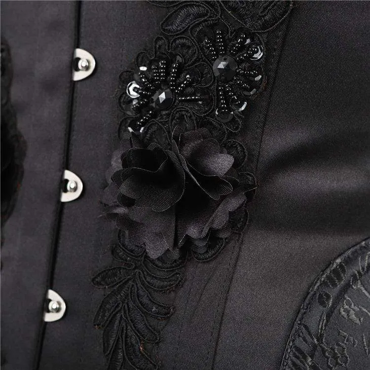 Frauen Jacquard bestickte Blumen Underbust Korsetts