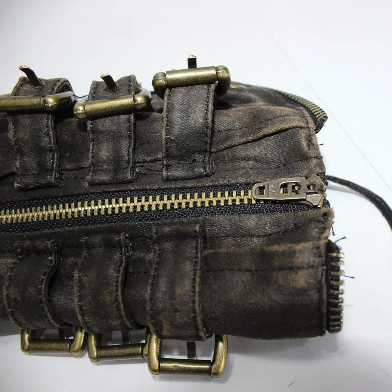 Damen Reißverschluss Gürtel Nieten Kunstleder Handschuhe